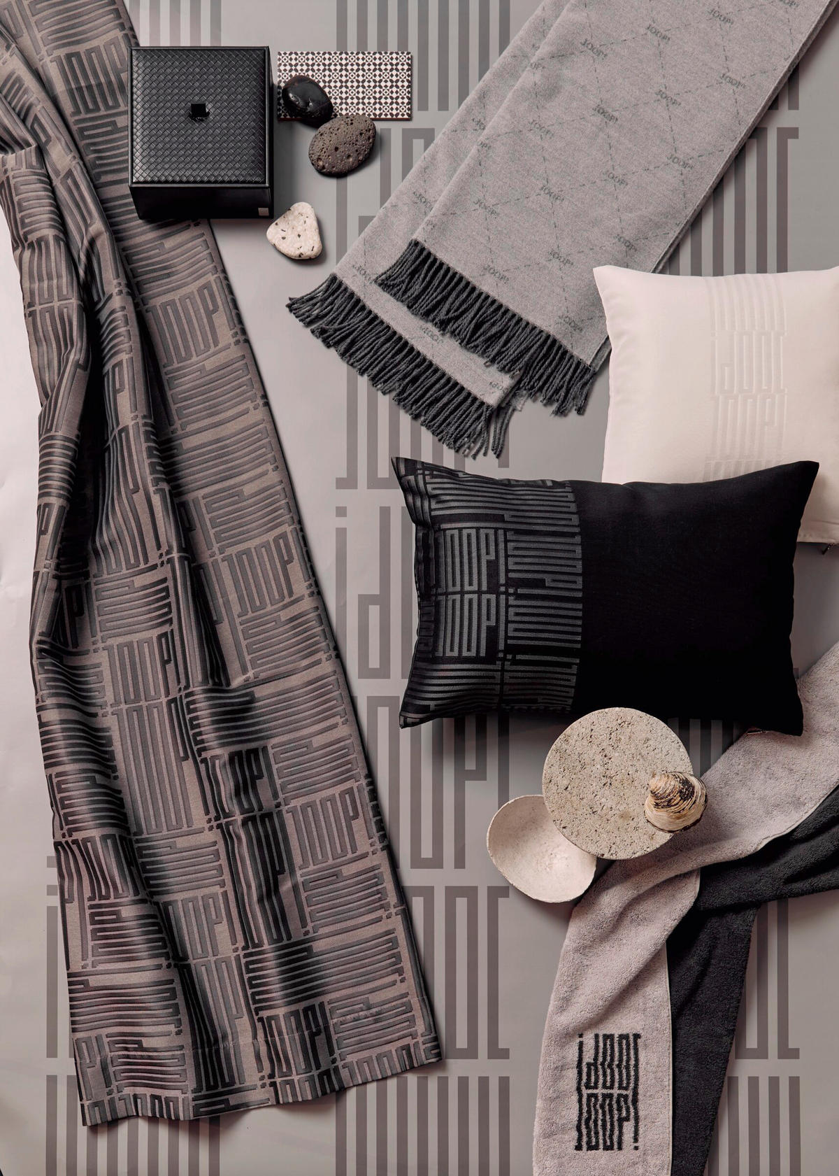 KISSENBEZUG J!Fine Bars 40/60 cm  - Schwarz, Design, Textil (40/60cm) - Joop!