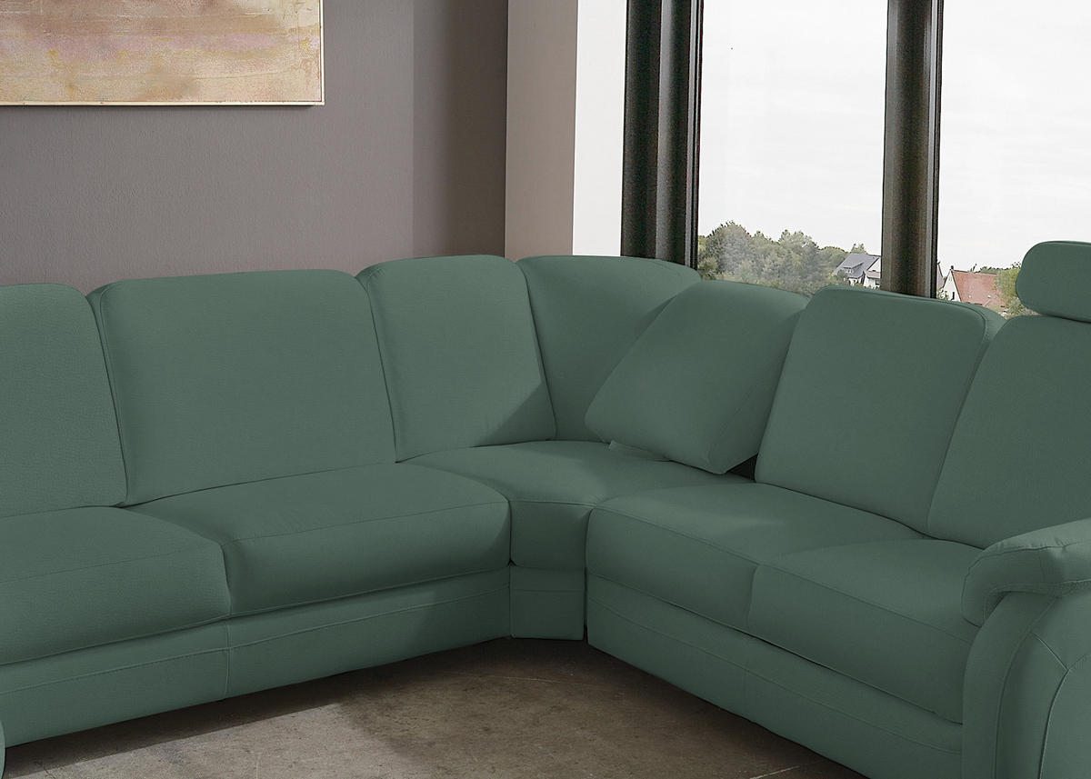 WOHNLANDSCHAFT Echtleder Opal  - Opal/Alufarben, Konventionell, Leder/Metall (165/329/239cm) - Beldomo Premium