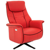 FERNSEHSESSEL  mit Lederlook, Webstoff Rot  - Rot/Schwarz, Design, Textil/Metall (83/113-76/85-163cm) - MID.YOU