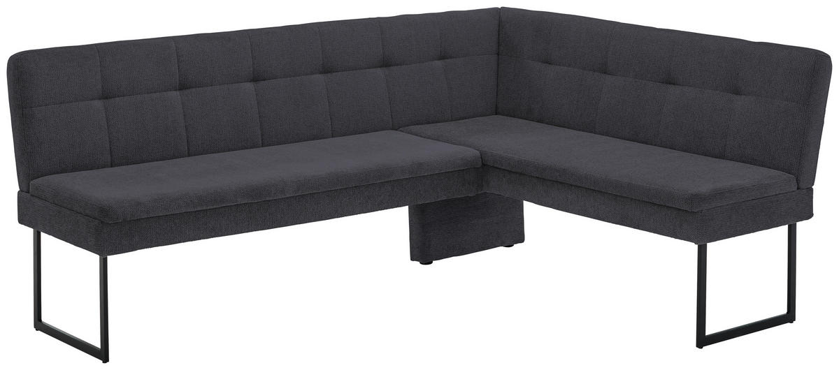 ECKBANK 213/155 cm Webstoff Dunkelblau   - Schwarz/Dunkelblau, Design, Textil/Metall (213/155cm) - Novel