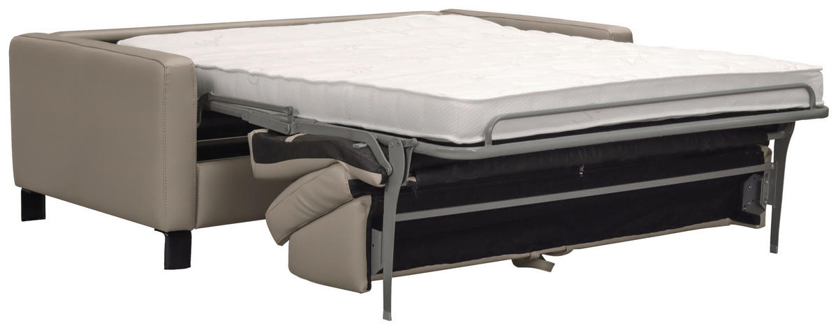 SCHLAFSOFA in Textil, Leder Greige  - Greige/Schwarz, Konventionell, Leder/Textil (190/87/100cm) - Celina Home