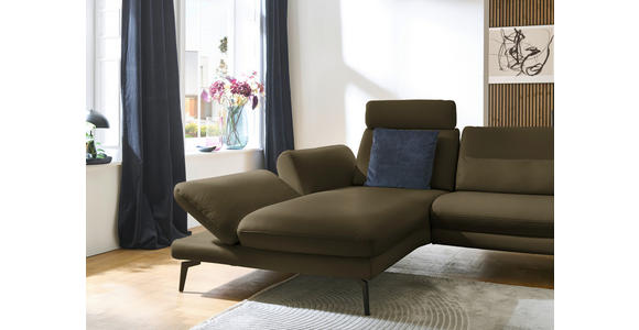ECKSOFA in Echtleder Grün  195/308 cm  - Schwarz/Grün, Design, Leder/Metall (195/308cm) - Dieter Knoll