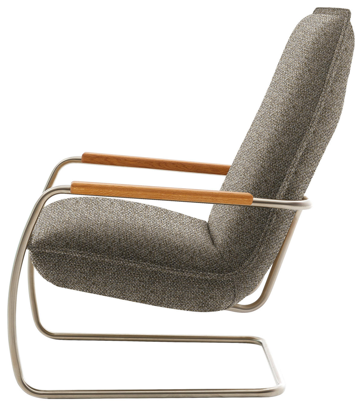 SESSEL in Flachgewebe Grün  - Edelstahlfarben/Eichefarben, Design, Holz/Textil (76/105/87cm) - Livetastic