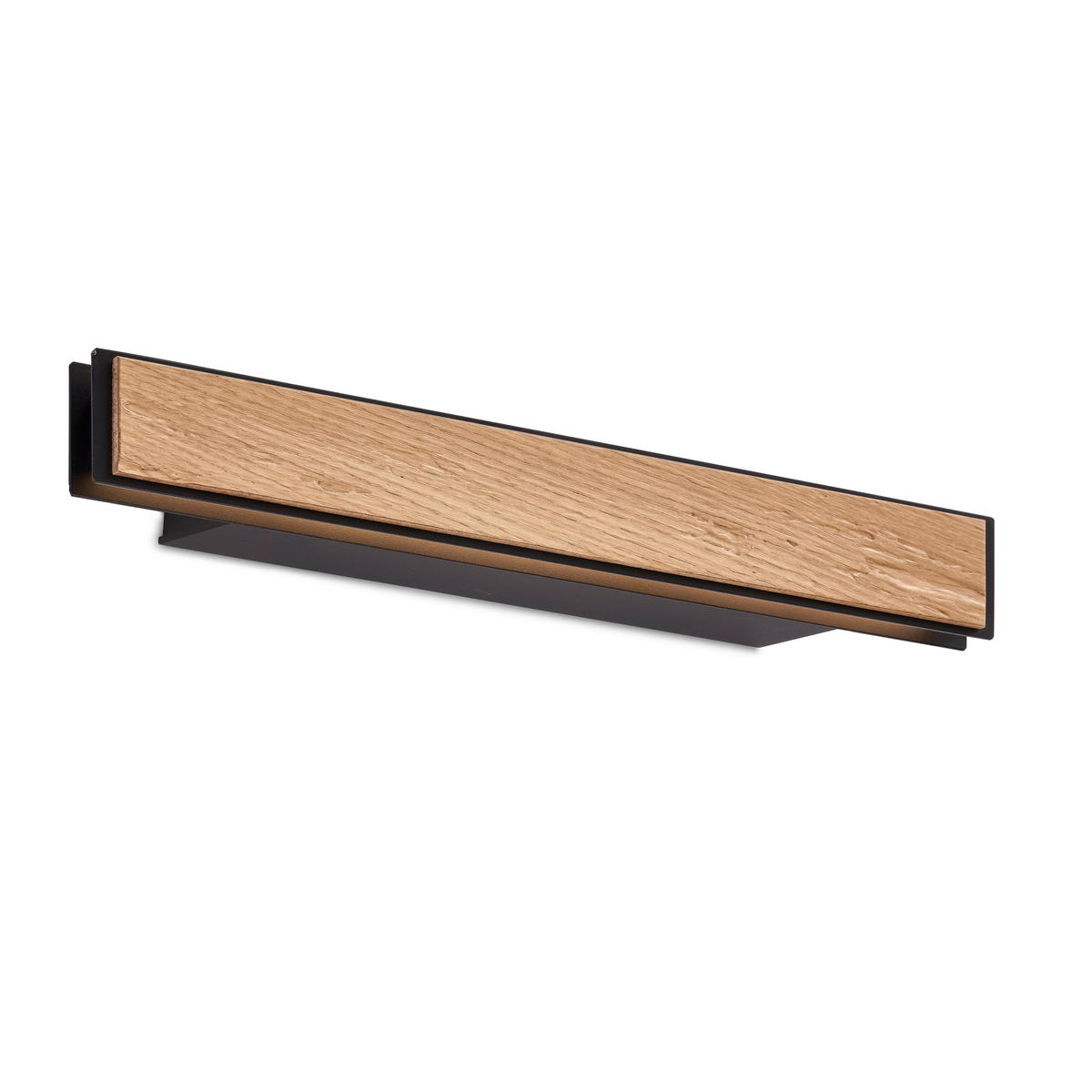 LED-WANDLEUCHTE Form 44/5,5/7,8 cm  - Eichefarben/Schwarz, Design, Holz/Metall (44/5,5/7,8cm) - Grossmann