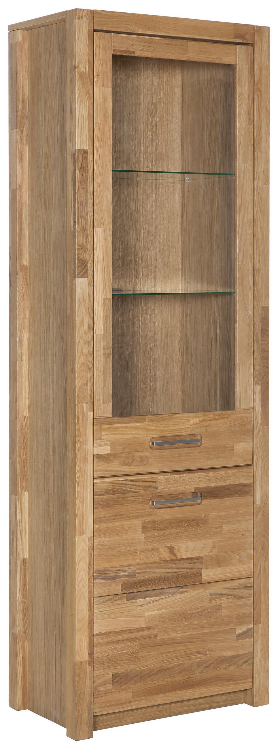 Vitrine in furniert, massiv Wildeiche Eichefarben