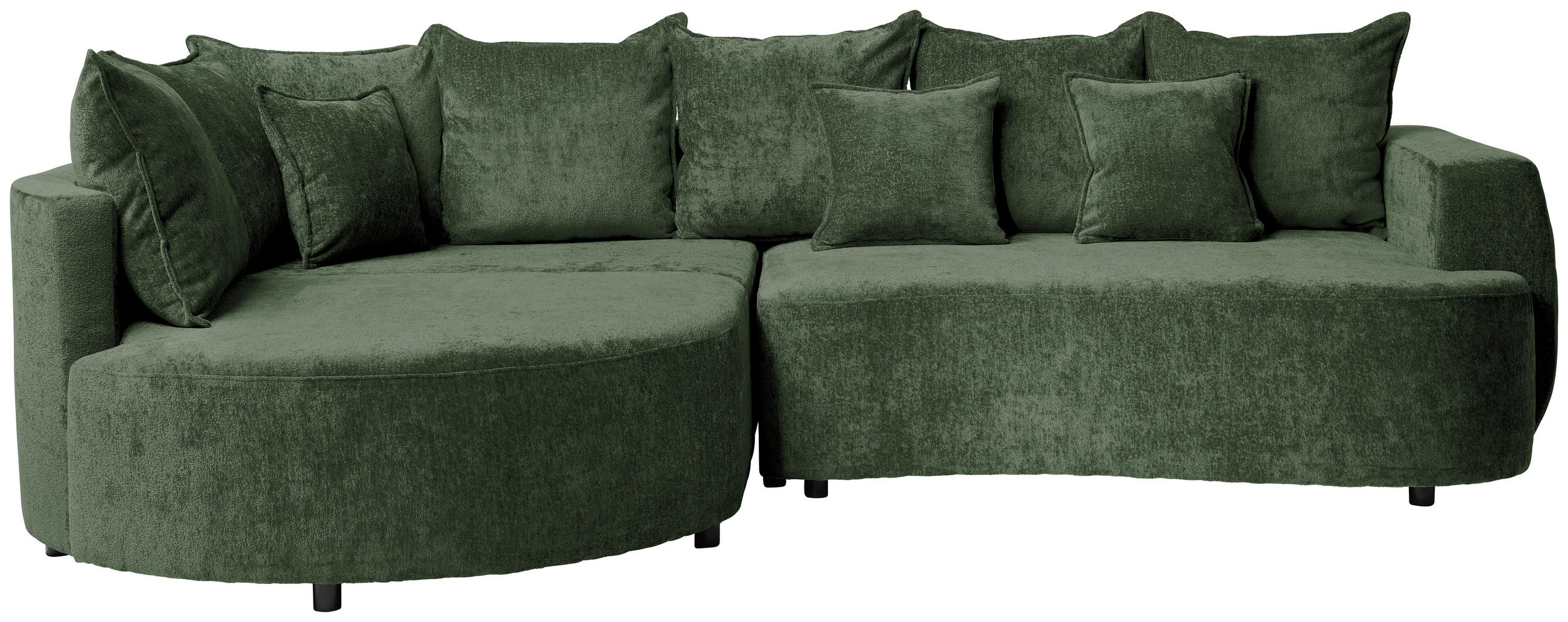 ECKSOFA Dunkelgrün Chenille  - Dunkelgrün/Schwarz, Design, Kunststoff/Textil (194/307cm) - Carryhome
