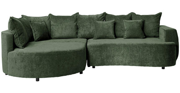 ECKSOFA  in Chenille Dunkelgrün  194/307 cm  - Dunkelgrün/Schwarz, Design, Kunststoff/Textil (194/307cm) - Carryhome