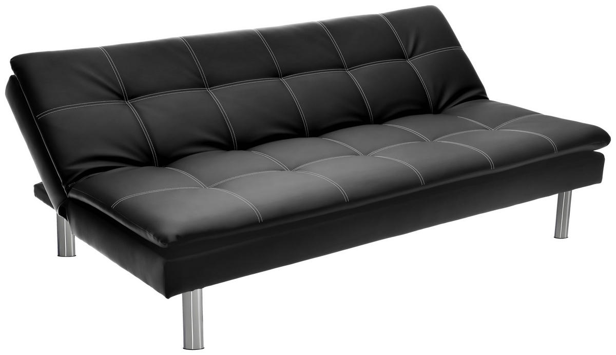 SCHLAFSOFA Lederlook Schwarz  - Silberfarben/Schwarz, Design, Textil/Metall (180/78/93cm) - P & B