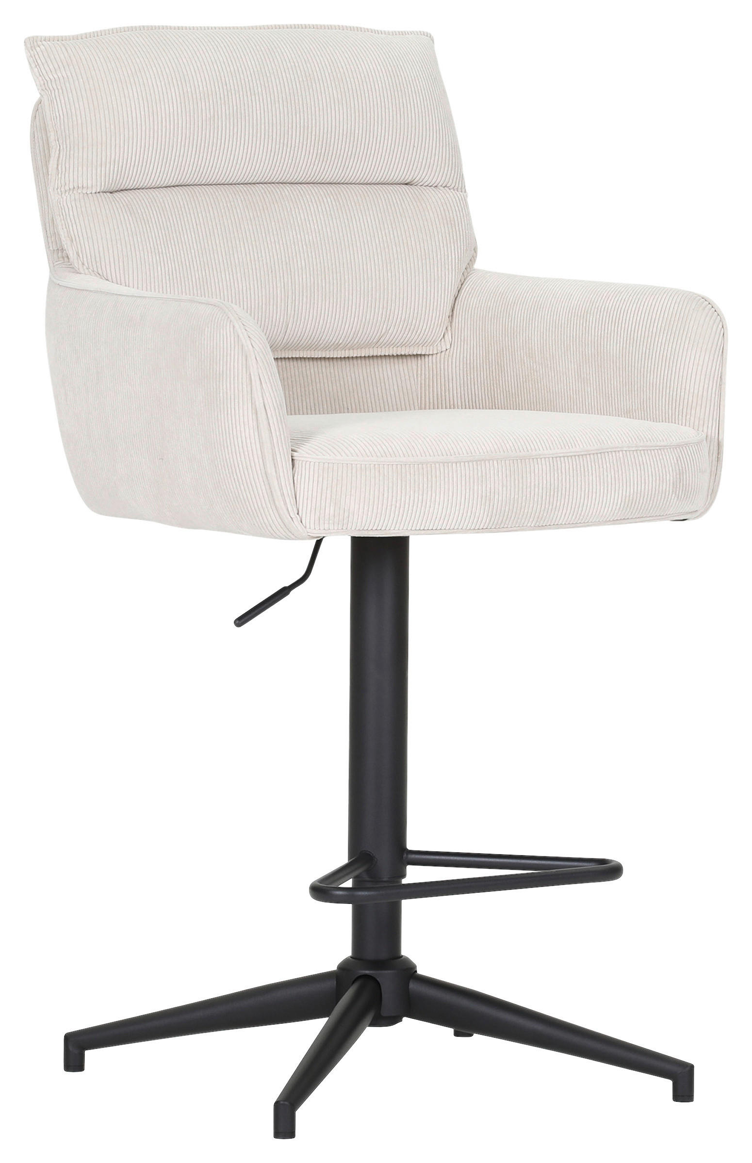BARHOCKER Cord Beige Stoffauswahl, Sitzfläche 360° drehbar  - Beige/Schwarz, Design, Textil/Metall (54/98-120/58cm) - Novel