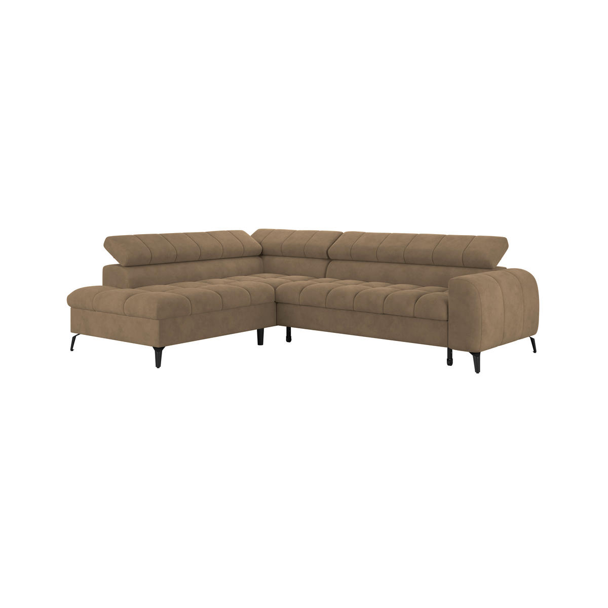 ECKSOFA in Braun  - Schwarz/Braun, Trend, Kunststoff/Textil (203/261cm) - Livetastic