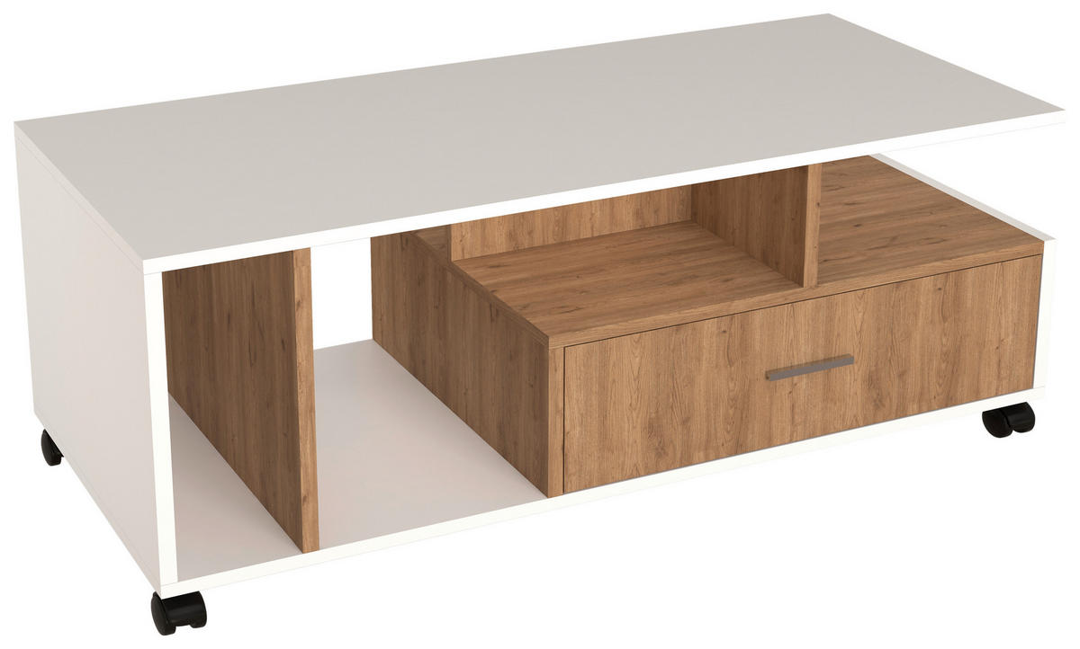 COUCHTISCH in Holzwerkstoff 112/50/42 cm  - Eichefarben/Weiß, MODERN, Holzwerkstoff/Kunststoff (112/50/42cm) - MID.YOU