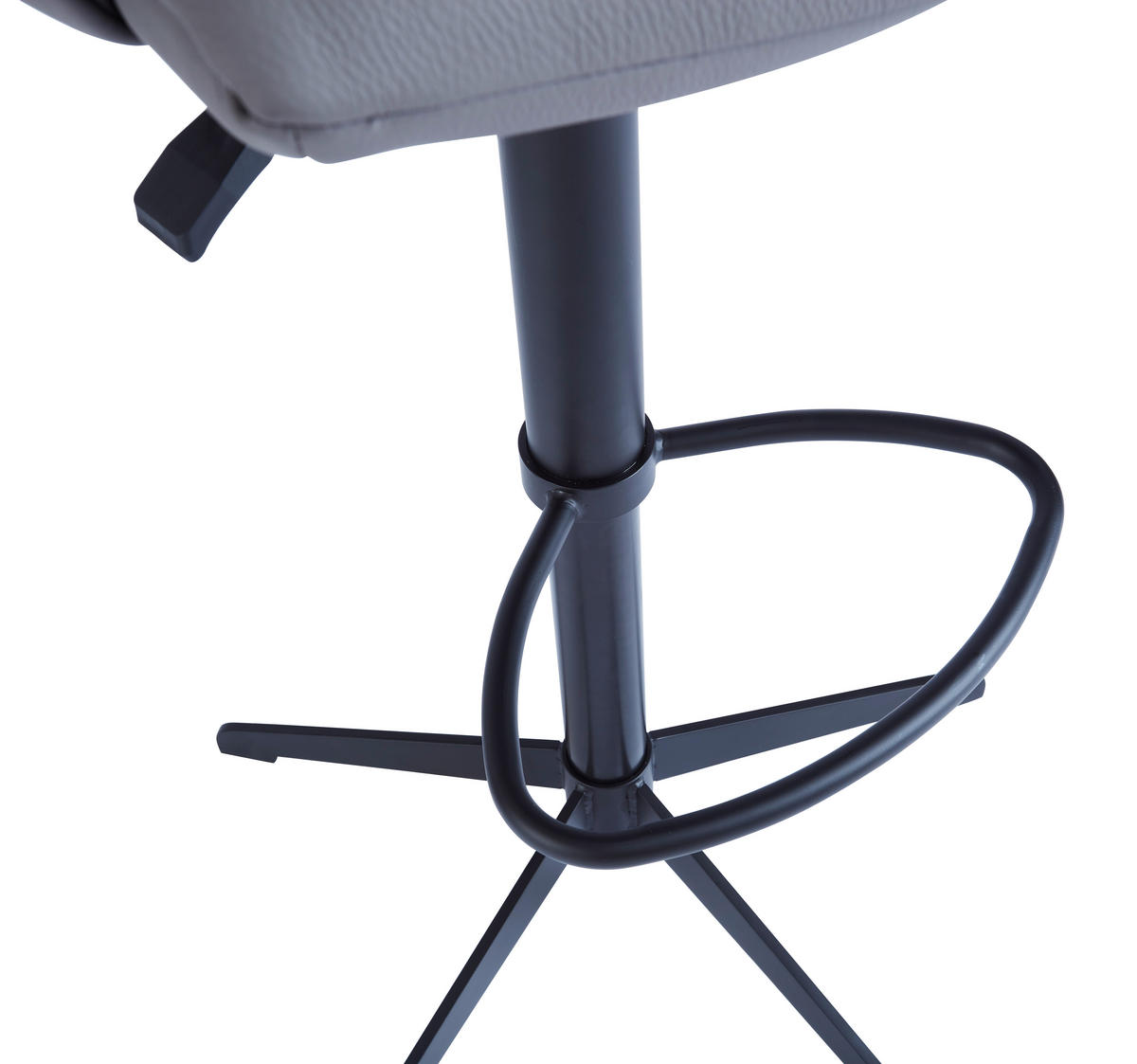 BARHOCKER Echtleder Anthrazit, Schwarz Eisen Lederauswahl, Stoffauswahl, Sitzfläche 360° drehbar, automatische Rückholfunktion  - Anthrazit/Schwarz, Design, Leder/Metall (58/88-112/58cm) - Dieter Knoll