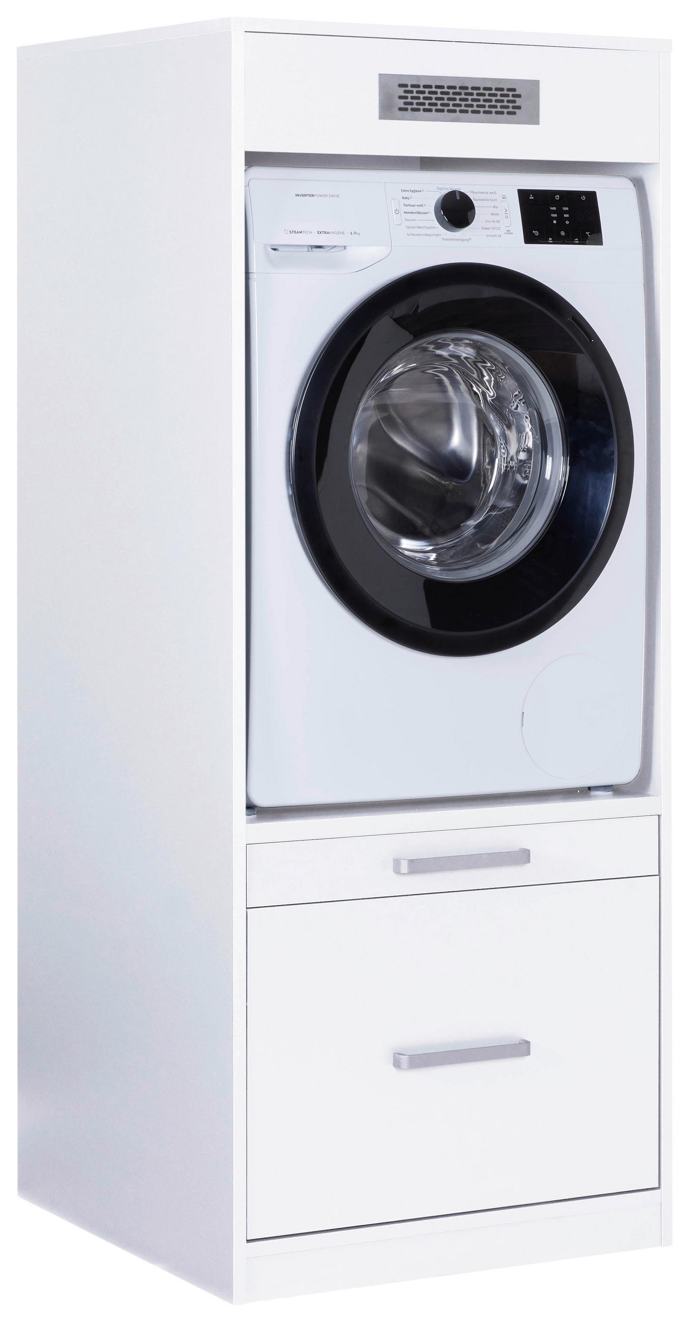 WASCHMASCHINENSCHRANK 67/164/68 cm  in Weiß  - Silberfarben/Weiß, MODERN, Holzwerkstoff/Metall (67/164/68cm) - home24