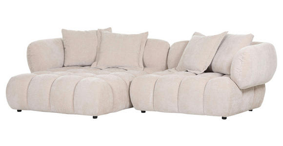 ECKSOFA Beige Flachgewebe - Beige/Schwarz, KONVENTIONELL, Kunststoff/Textil (156/262cm) - Carryhome