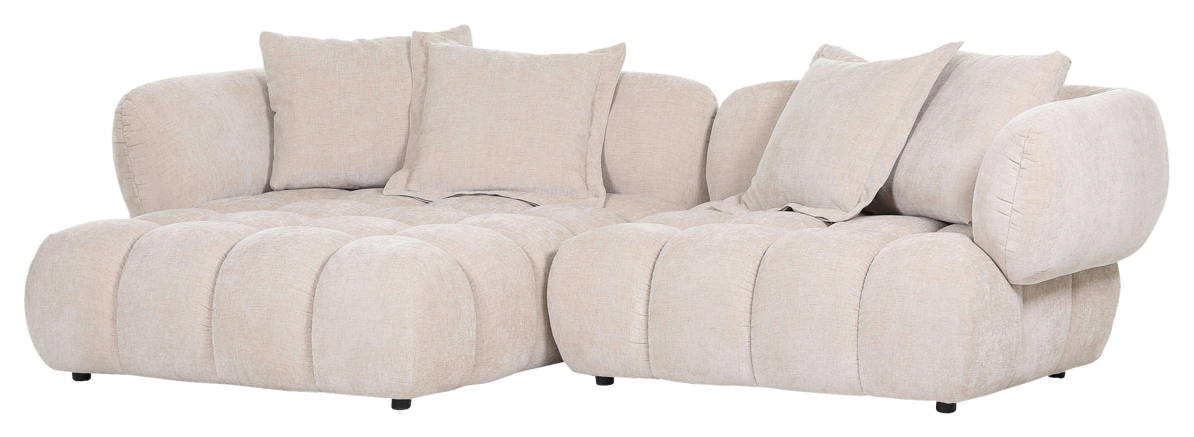 ECKSOFA Beige Flachgewebe  - Beige/Schwarz, KONVENTIONELL, Kunststoff/Textil (156/262cm) - Carryhome