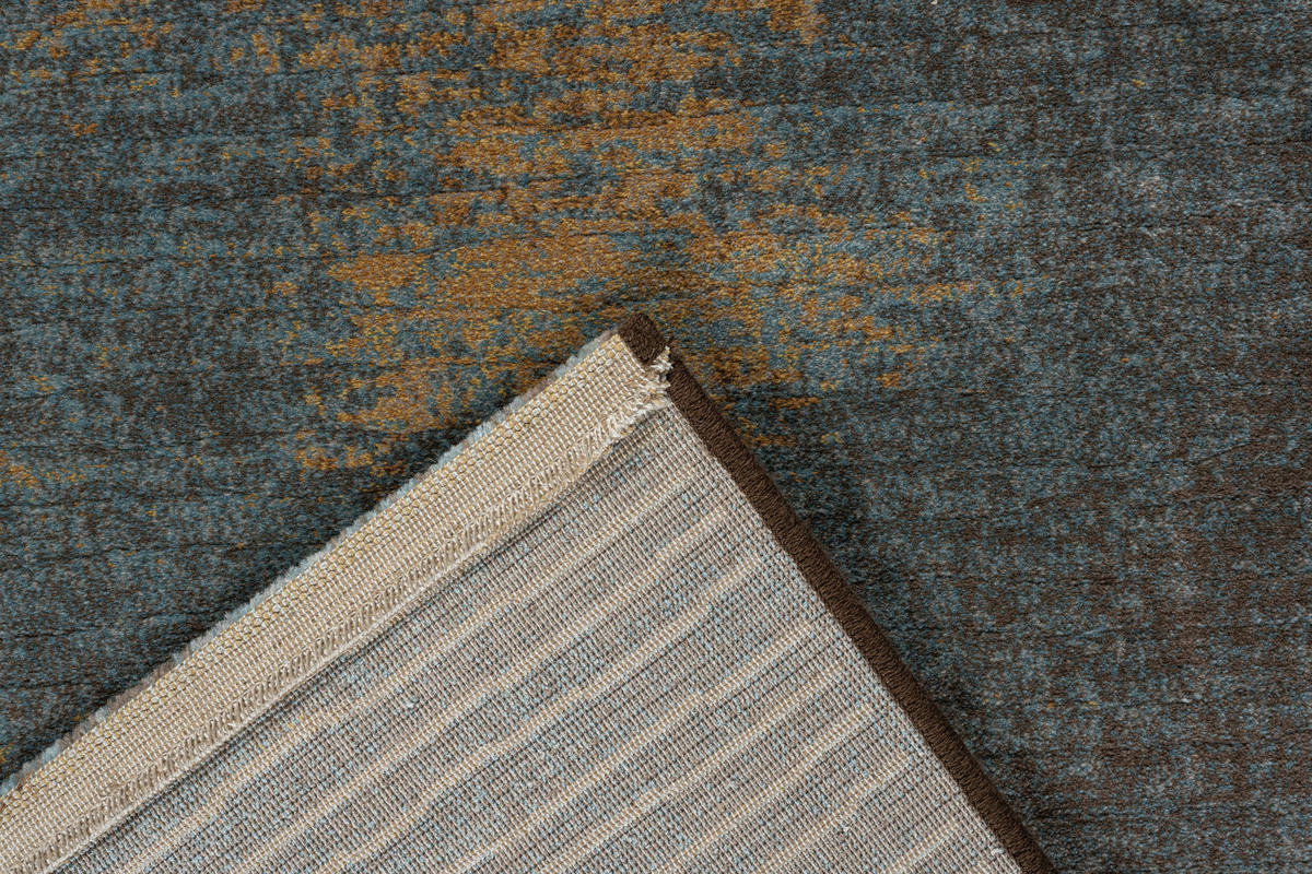 WEBTEPPICH  Wohnzimmer 200/290 cm Argentum Blau, Goldfarben, Dunkelgelb  - Blau/Goldfarben, Design, Kunststoff/Textil (200/290cm) - Novel