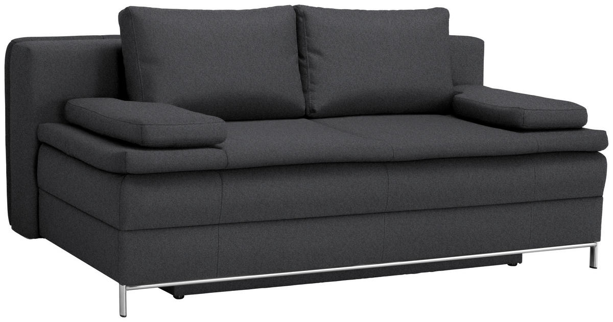 BOXSPRINGSOFA in Webstoff Anthrazit  - Chromfarben/Anthrazit, Design, Textil/Metall (200/93/107cm) - Novel