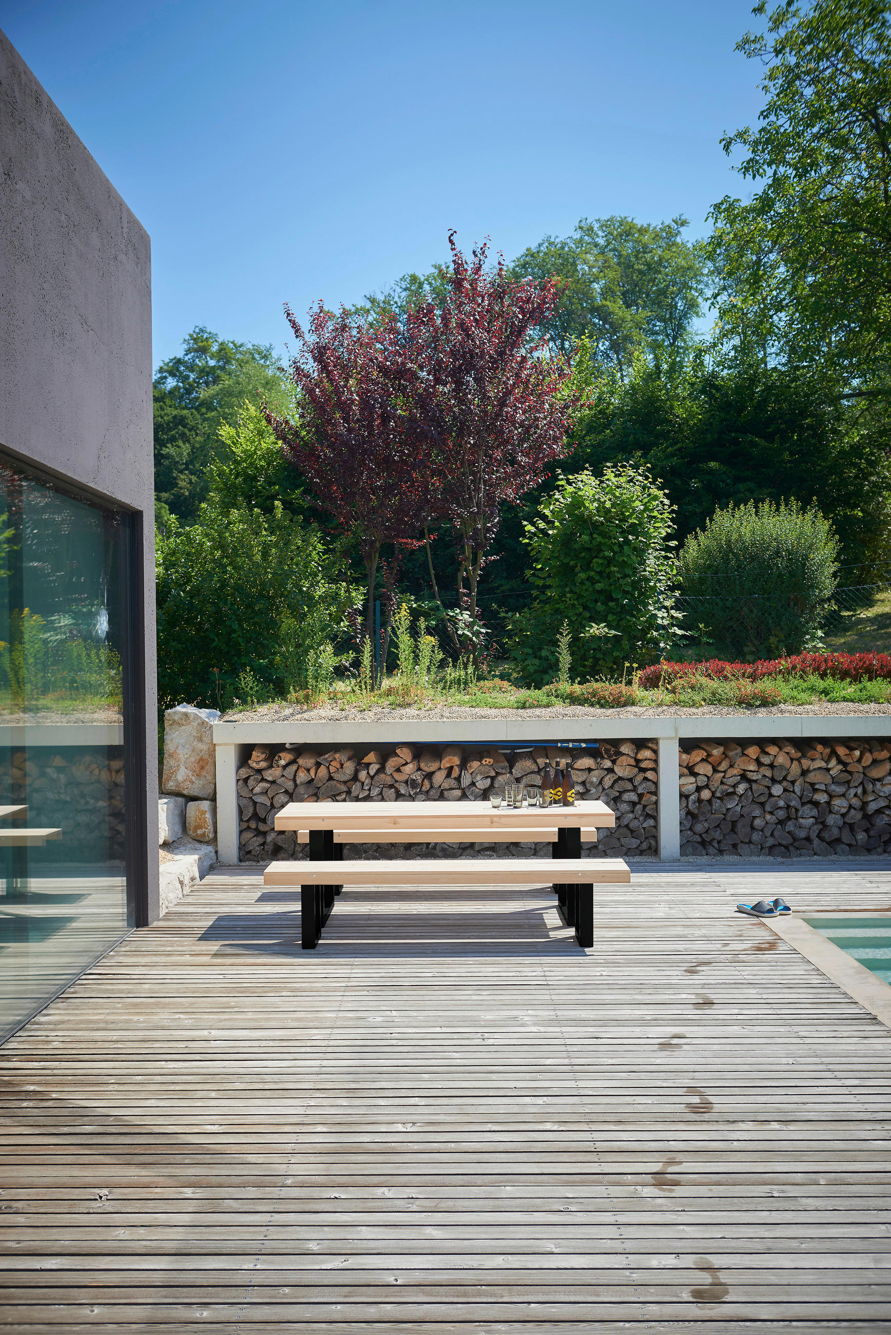 GARTENBANK 220/46/34 cm Lärche   - Lärchefarben/Schwarz, MODERN, Holz/Metall (220/46/34cm) - Jan Kurtz
