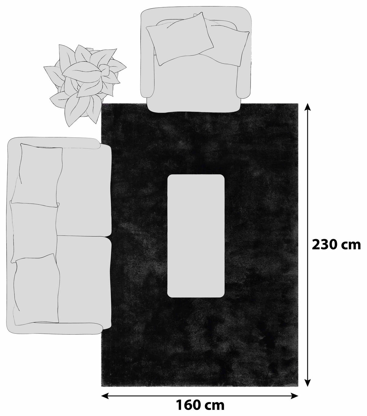 HOCHFLORTEPPICH 160/230 cm Relaxx Schwarz  - Schwarz, Basics, Textil (160/230cm) - Esprit