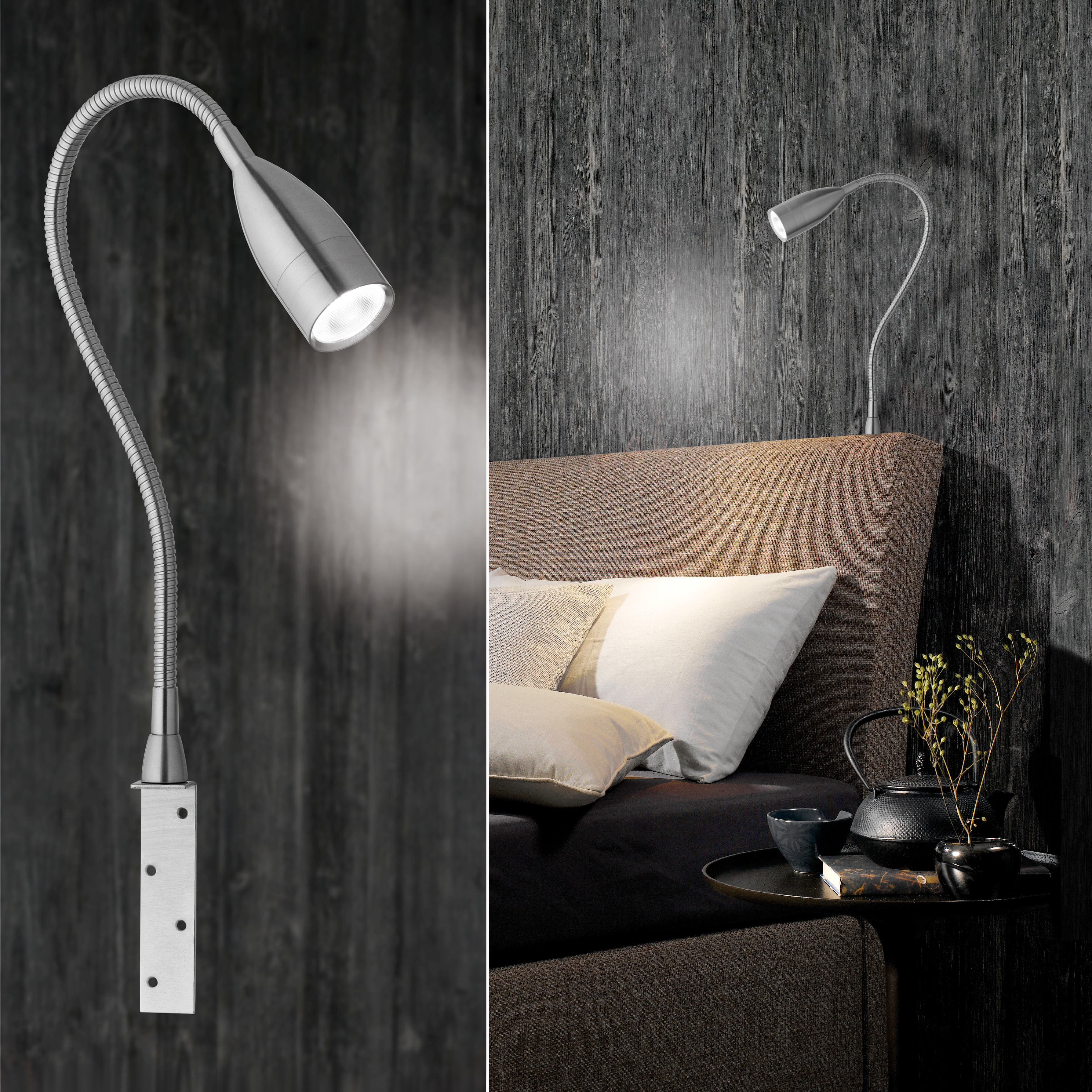 LED-WANDLEUCHTE  - Klar/Nickelfarben, Design, Kunststoff/Metall (48cm) - Fischer & Honsel