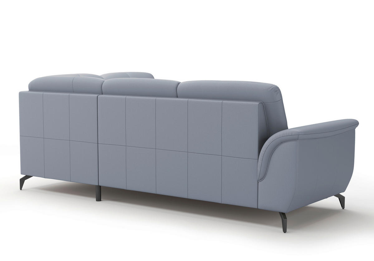 ECKSOFA in Echtleder Graublau  244/212 cm  - Graublau/Schwarz, MODERN, Leder/Metall (244/212cm) - Sit & More