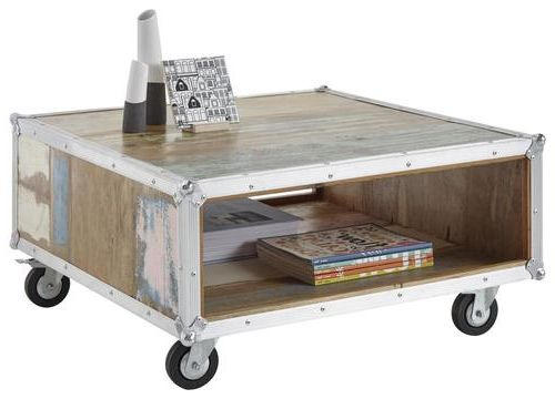 Couchtisch in Holz, Metall 80/80/41 cm