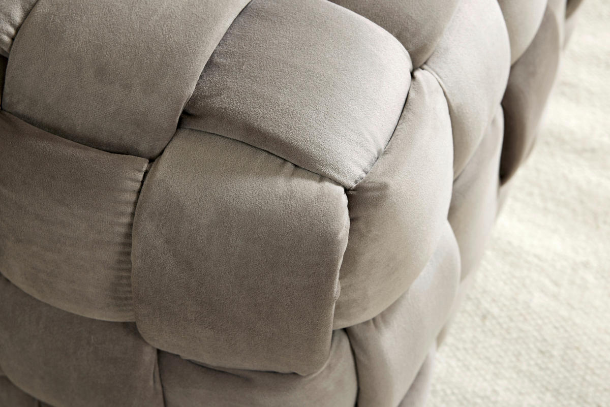 HOCKERBANK 118/43/50 cm Samt Taupe Eukalyptusholz  - Taupe, MODERN, Holz/Textil (118/43/50cm)