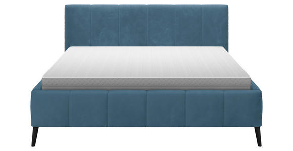 POLSTERBETT 180/200 cm  in Blau  - Blau/Schwarz, Trend, Holz/Textil (180/200cm) - Xora