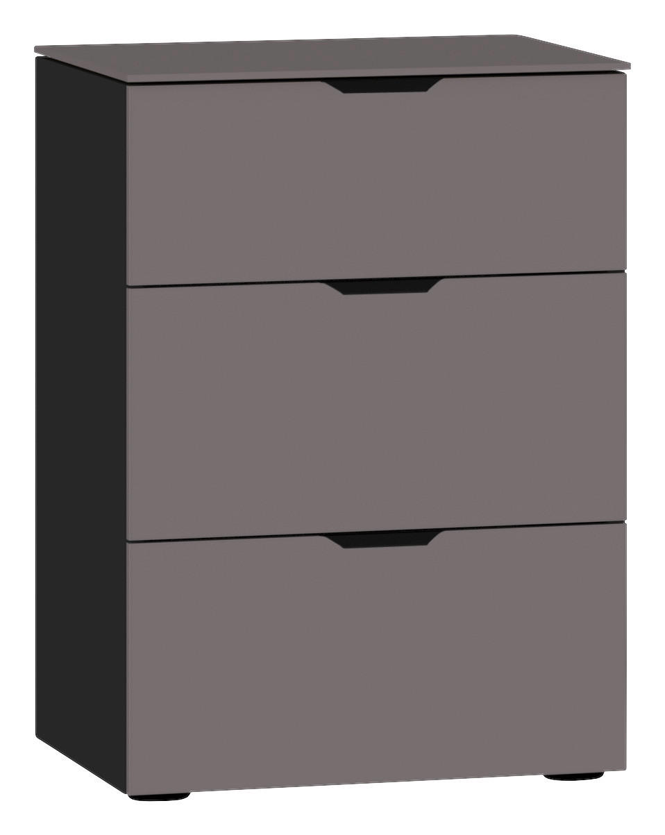 NACHTKÄSTCHEN 45/65/43 cm  in Schwarz, Dunkelgrau  - Dunkelgrau/Schwarz, Design, Glas/Holzwerkstoff (45/65/43cm) - Jutzler