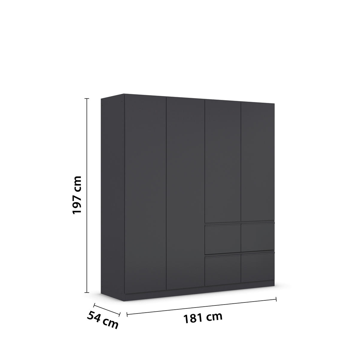 KLEIDERSCHRANK in Grau  - Grau, Trend, Holzwerkstoff/Kunststoff (181/197/54cm) - Xora
