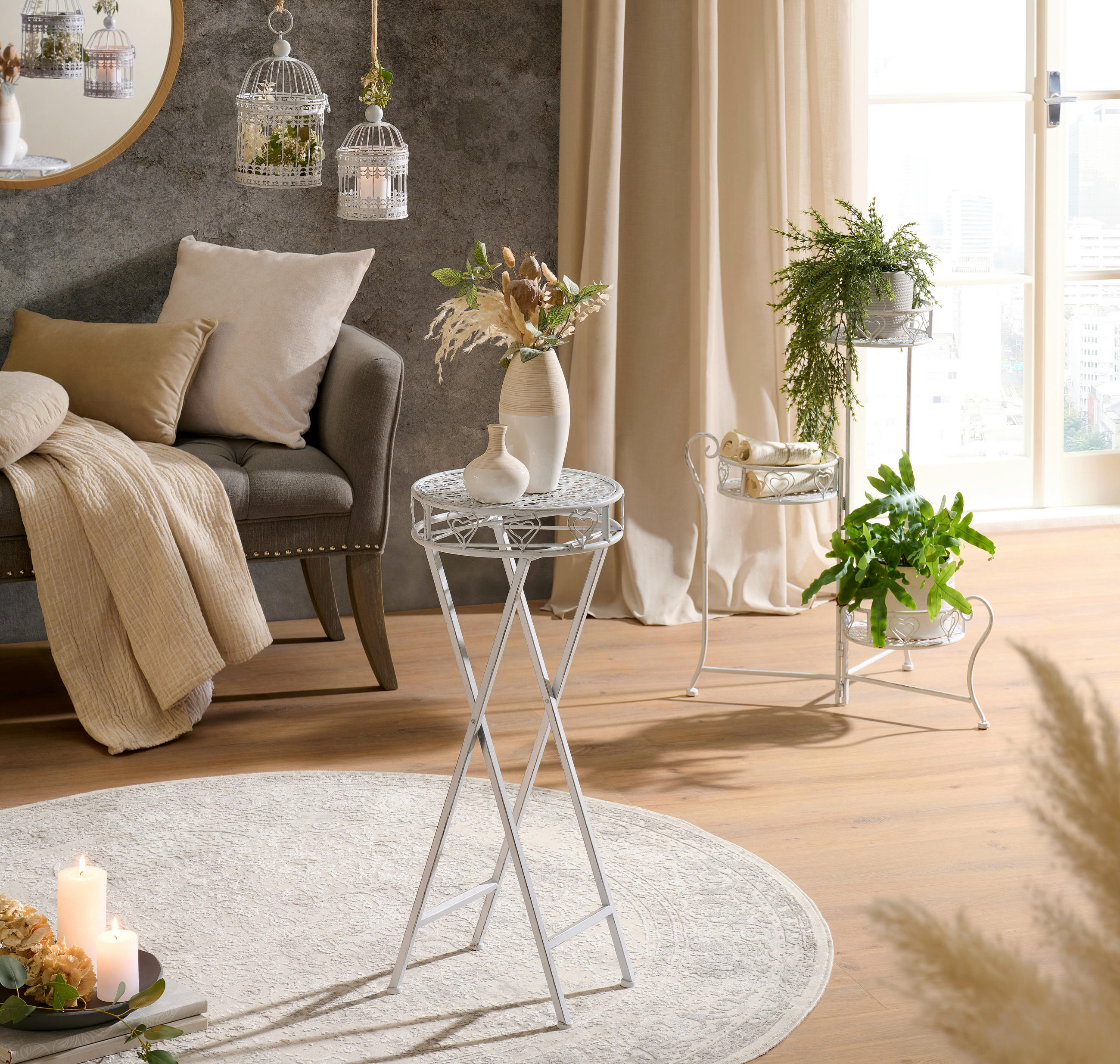 BLOMSTERSTÄLLNING i metall   32/70/32 cm  - vit, Basics, metall (32/70/32cm) - Ambia Home