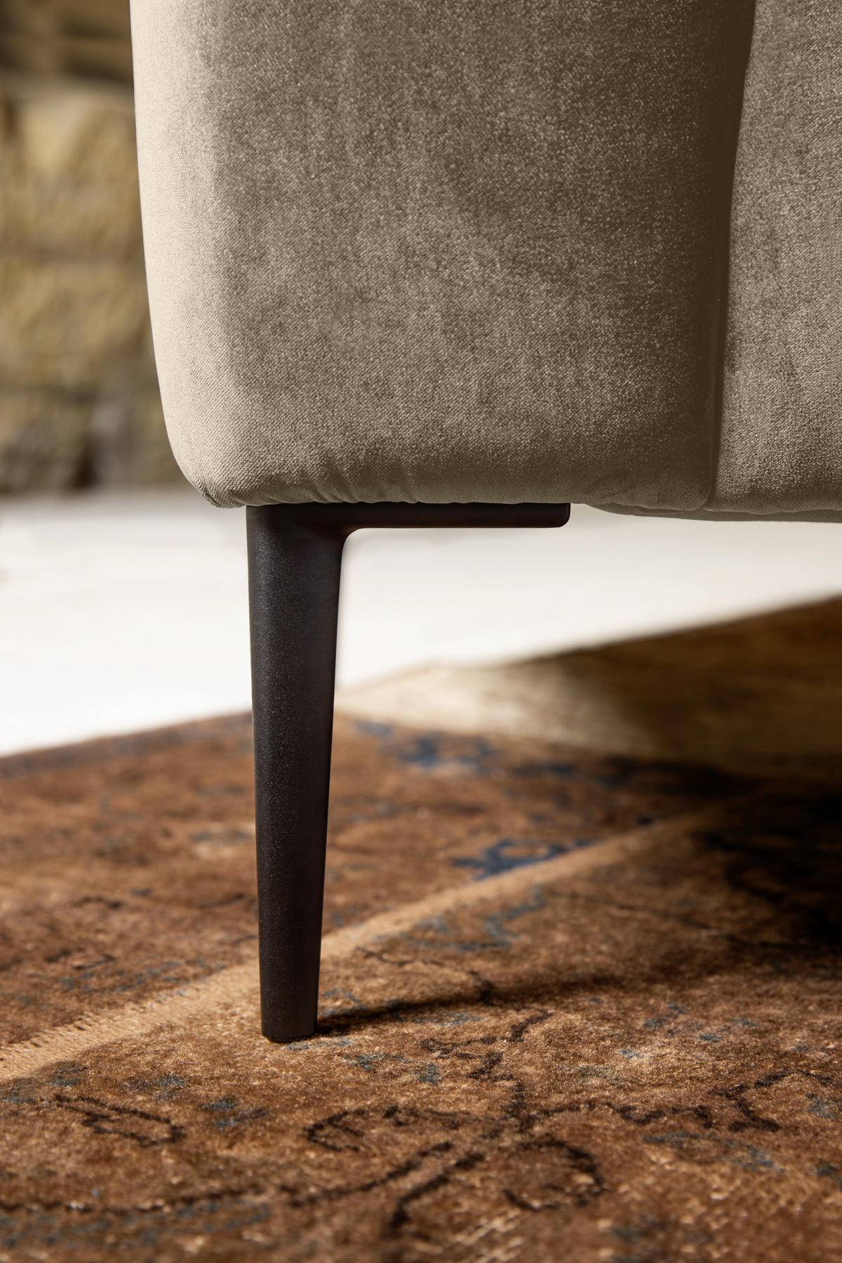 TROJMIESTNA POHOVKA, textil, piesková - čierna/piesková, Modern, kov/textil (250/76/86cm) - W.Schillig