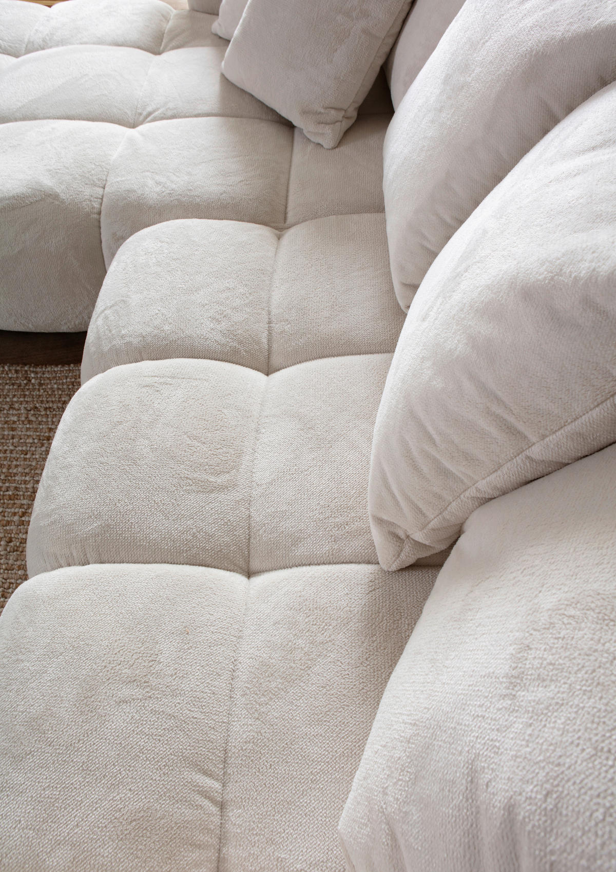 ECKSOFA Weiß Plüsch  - Dunkelbraun/Weiß, KONVENTIONELL, Holz/Textil (190/288cm) - Carryhome