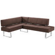 ECKBANK 165/227 cm  in Braun, Edelstahlfarben  - Edelstahlfarben/Braun, Design, Textil/Metall (165/227cm) - Moderano
