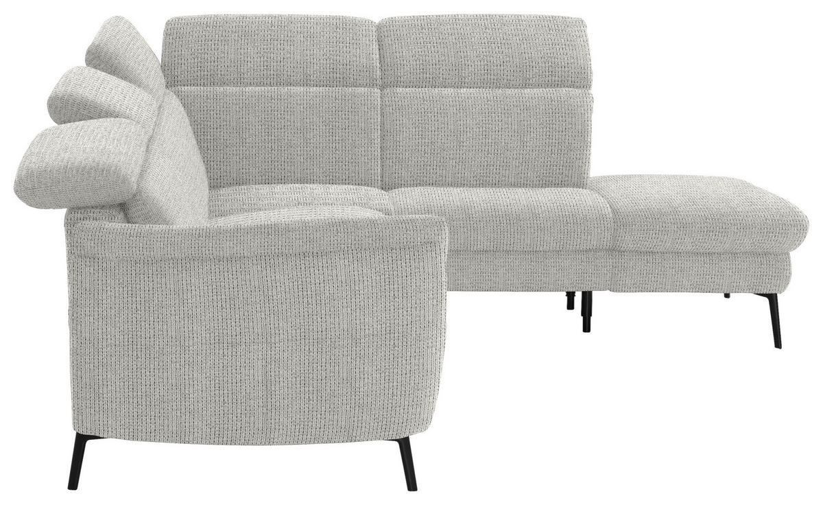 ECKSOFA in Struktur Silberfarben  - Silberfarben/Schwarz, Modern, Textil/Metall (275/235cm) - Cantus