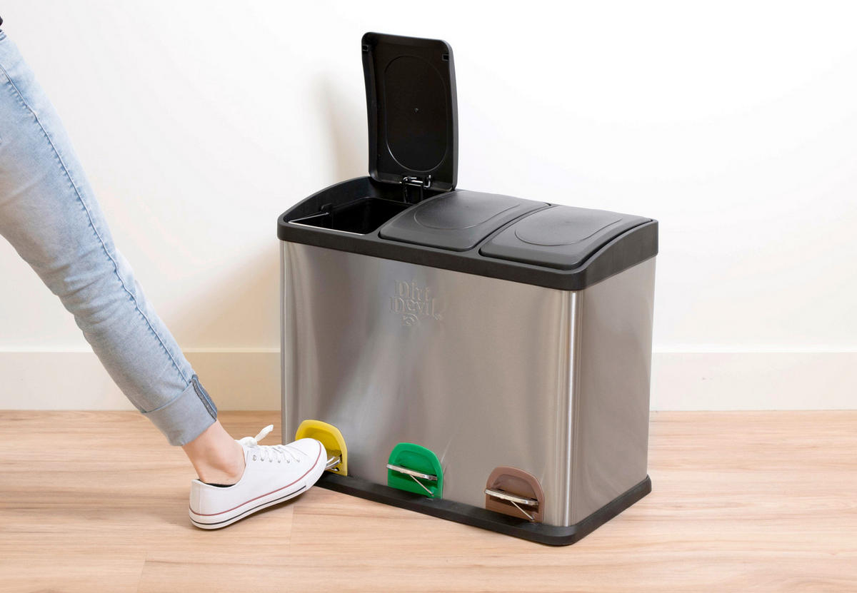 ABFALLSAMMLER 45 L  - Chromfarben/Schwarz, Basics, Kunststoff/Metall (59/30/47,5cm) - Dirt Devil