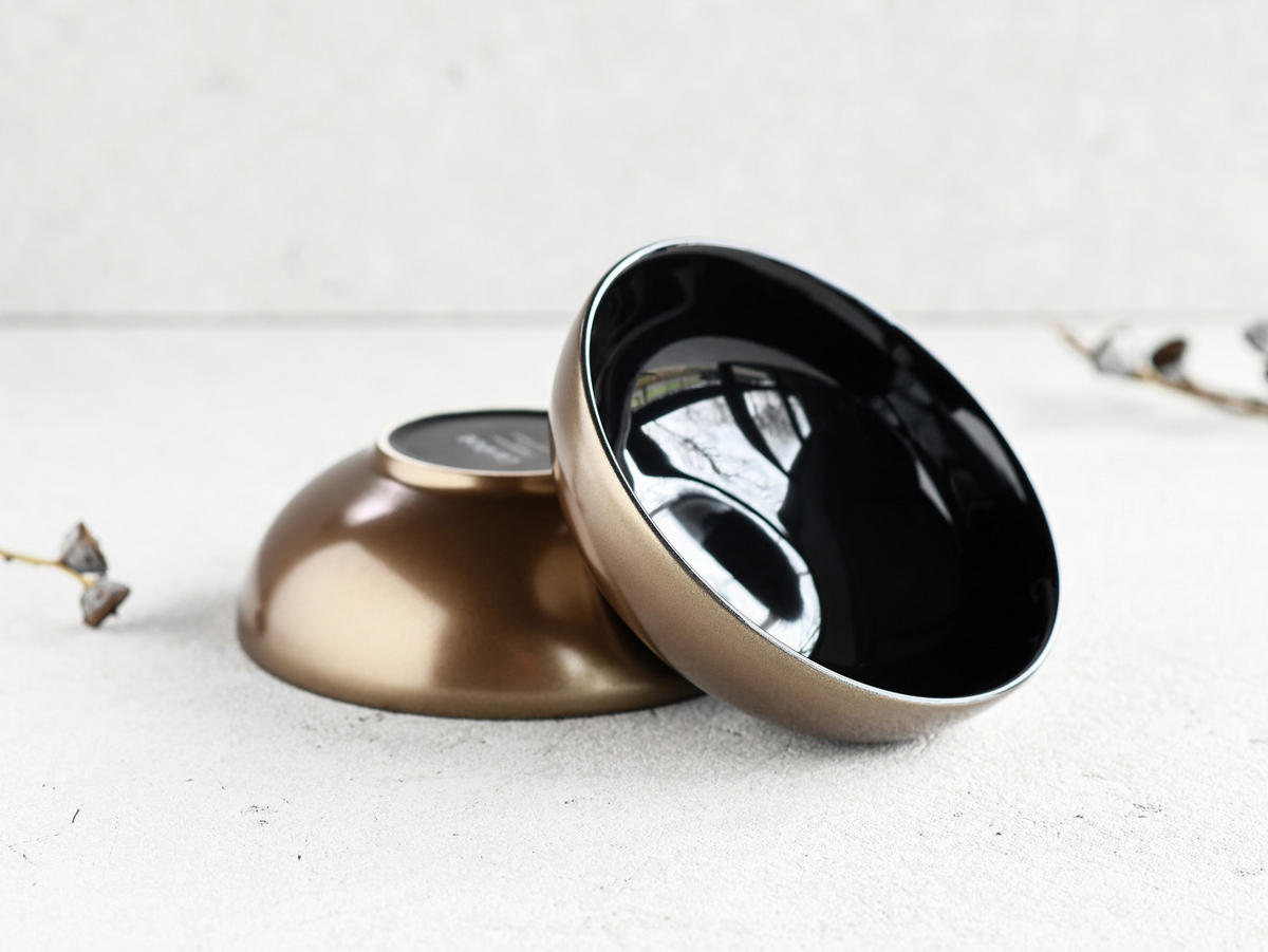 SET MED FRUKOSTSKÅLAR Golden Days schwarz 16 cm  - svart/guldfärgad, Basics, keramik (16cm) - Creatable