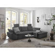 ECKSOFA  in Mikrovelours Grau  - Schwarz/Grau, KONVENTIONELL, Kunststoff/Textil (275/170cm) - Carryhome