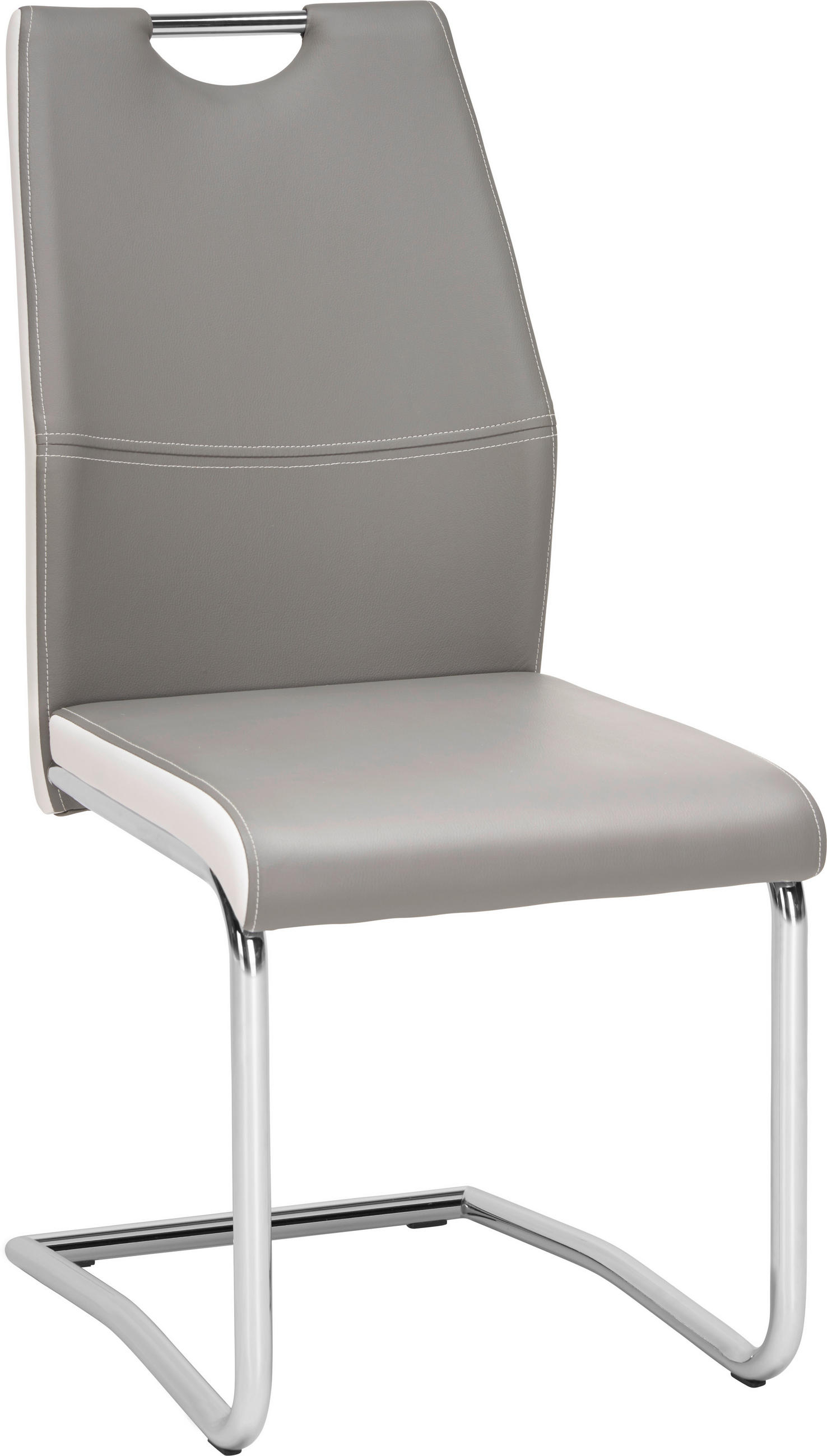 SCHWINGSTUHL in Eisen Lederlook - Chromfarben/Weiß, Design, Textil/Metall (44/97/60cm) - Carryhome