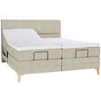 BOXSPRINGBETT 200/200 cm  in Beige  - Eichefarben/Beige, KONVENTIONELL, Holz/Textil (200/200cm) - Voleo