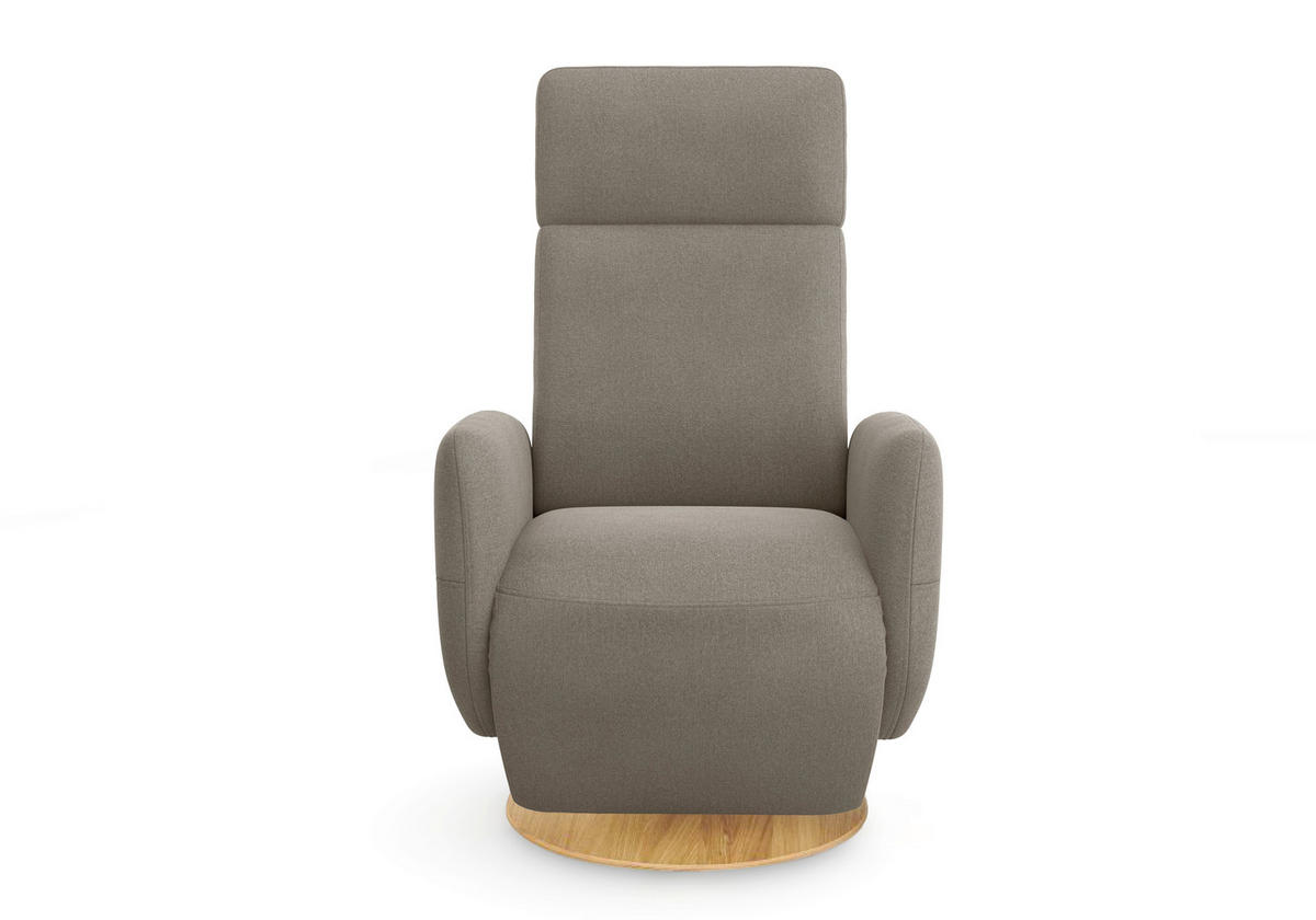 RELAXSESSEL Flachgewebe Aufstehhilfe    - Schlammfarben/Eichefarben, KONVENTIONELL, Holz/Textil (71/110/82cm) - Sit & More
