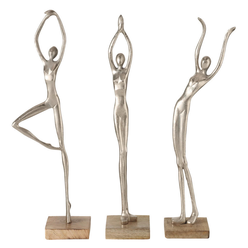 SKULPTUR - silver/naturfärgad, Basics, metall/trä (10/10/52cm)