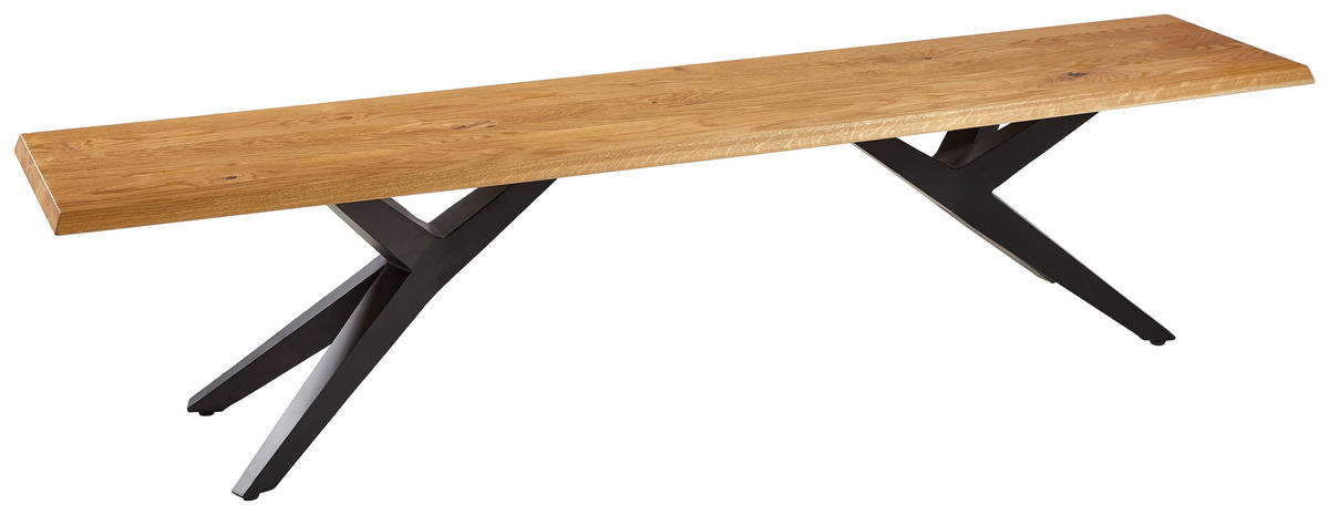 SITZBANK 200/46/40 cm Schwarz, Eichefarben Eiche massiv Metall  - Eichefarben/Schwarz, Design, Holz/Metall (200/46/40cm) - Musterring