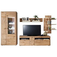 WOHNWAND  in Eichefarben 340/208/50 cm  - Eichefarben/Silberfarben, Design, Glas/Holz (340/208/50cm) - Livetastic
