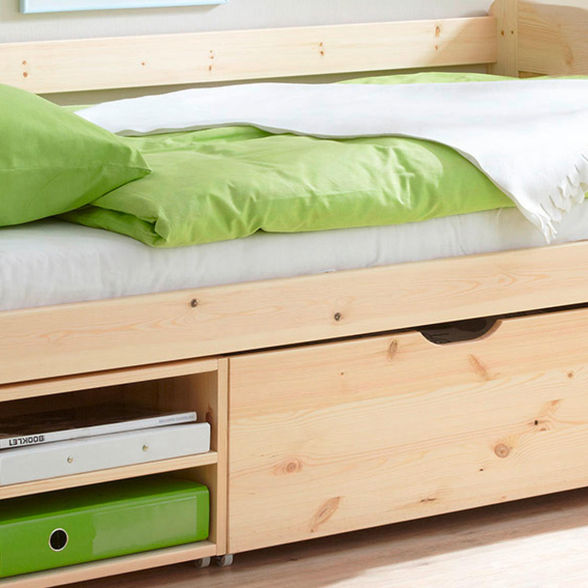 STAURAUMBETT 90/200 cm  in Kieferfarben   - Kieferfarben, Modern, Holz (90/200cm) - MID.YOU