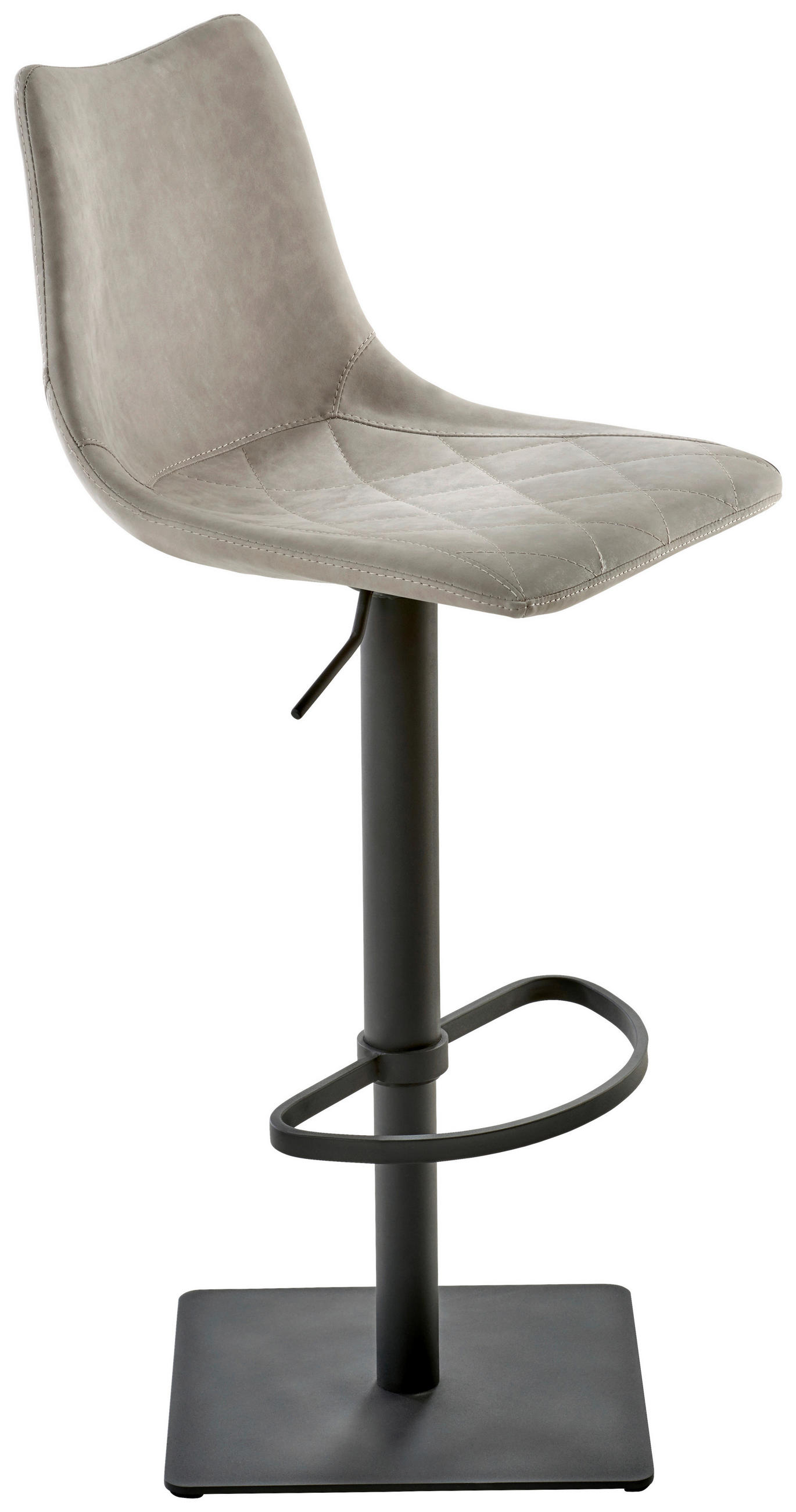 BARHOCKER Lederlook Hellgrau Stahl Sitzfläche 360° drehbar  - Anthrazit/Hellgrau, Design, Textil/Metall (43/85-110/50cm) - Novel