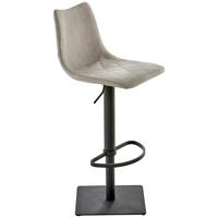 BARHOCKER Lederlook Hellgrau Stahl Sitzfläche 360° drehbar  - Anthrazit/Hellgrau, Design, Textil/Metall (43/85-110/50cm) - Novel