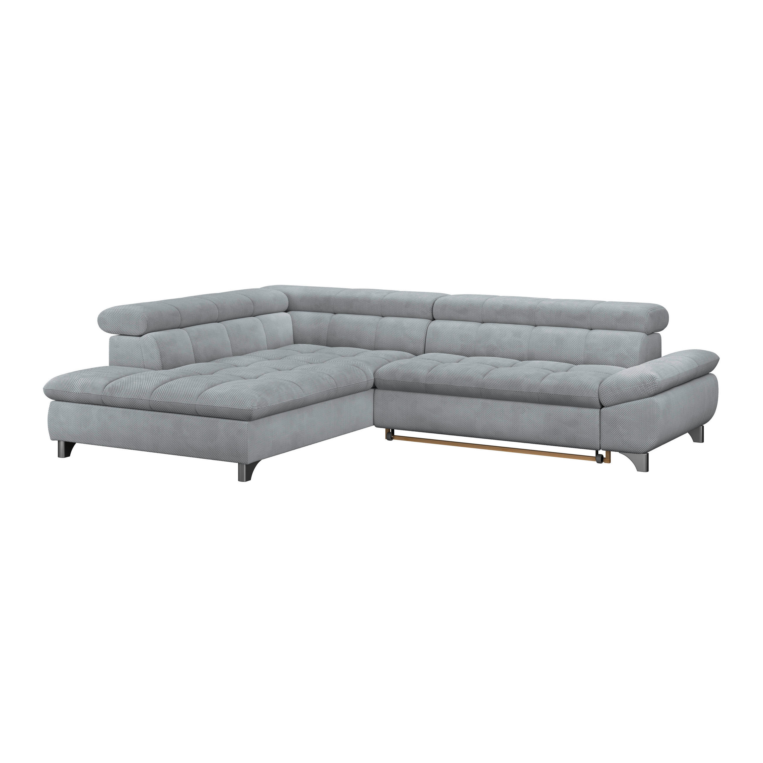 ECKSOFA Grau Chenille  - Chromfarben/Grau, KONVENTIONELL, Textil/Metall (234/312cm) - Livetastic