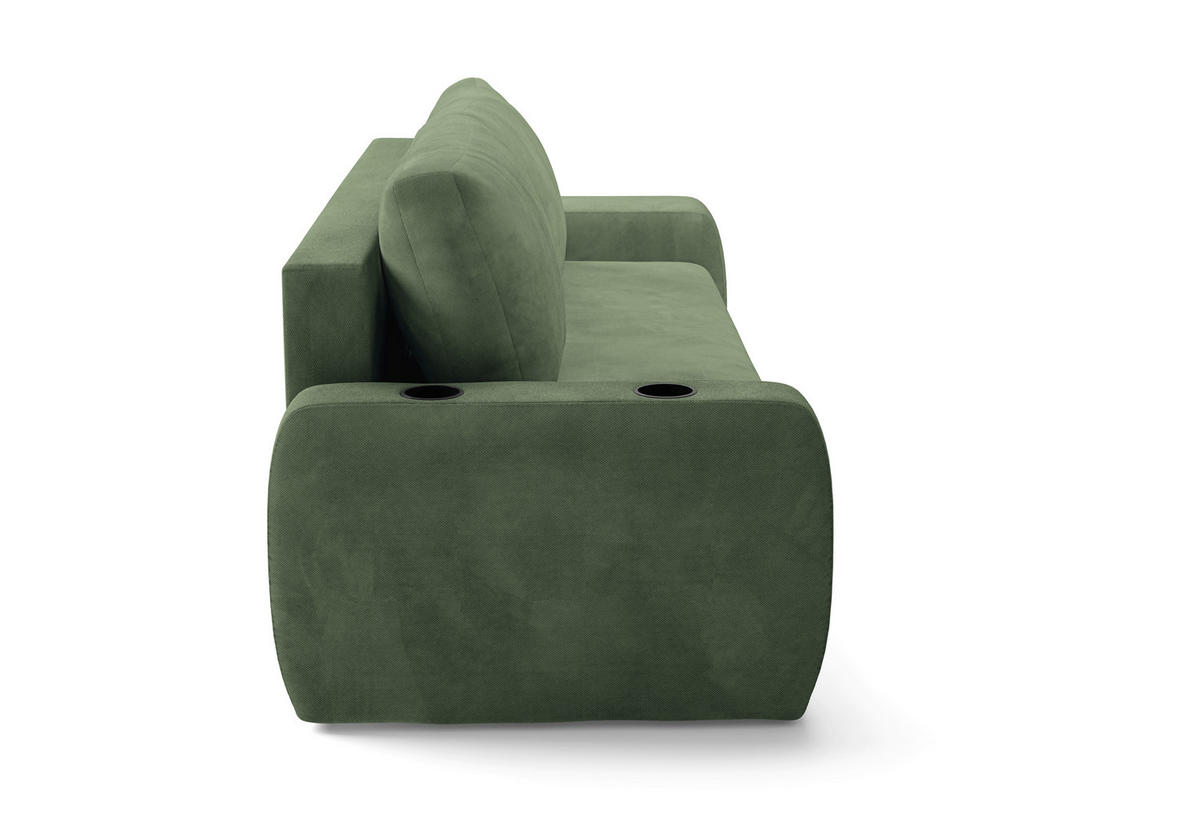 SCHLAFSOFA INES in Plüsch Grün  - Schwarz/Grün, Design, Kunststoff/Textil (258/98/95cm) - Livetastic