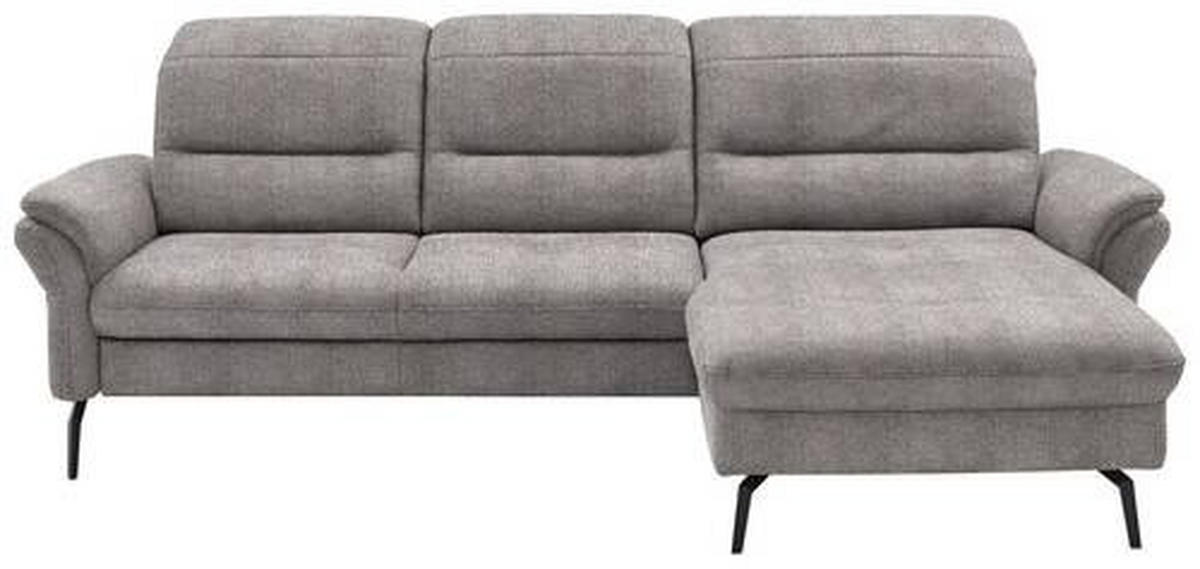 ECKSOFA in Flachgewebe Graubraun  - Graubraun/Schwarz, Konventionell, Textil/Metall (260/181cm) - Beldomo Speed